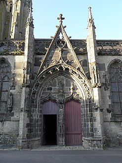 The south portal with statue of a bishop in the trumeau.