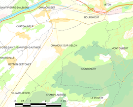 Mapa obce Chamoux-sur-Gelon