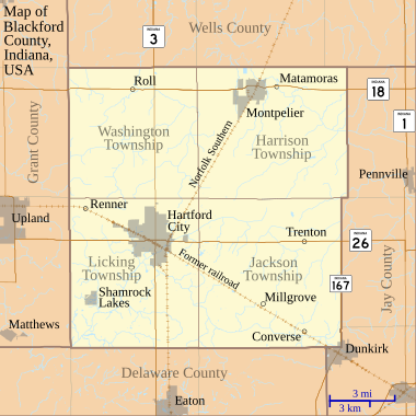 Карта округа Блэкфорд