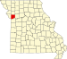 Map of Missouri highlighting Clay County Map of Missouri highlighting Clay County.svg