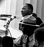 Martin Luther King, Jr. hält seine „I Have a Dream“-Rede beim March on Washington for Jobs and Freedom