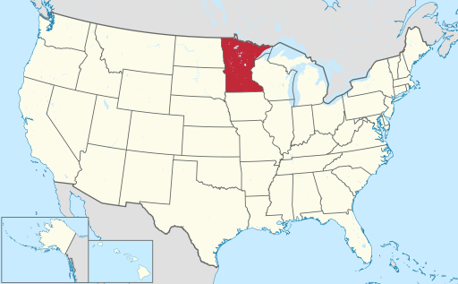 Map of a United States with Minnesota highlighted