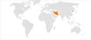 Mapa indicando localização da Coreia do Norte e do Irã.