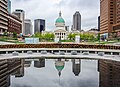 The Old Courthouse seen from the entrance to the Arch museum