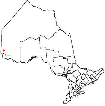 Map of Ontario, Canada, showing city of Kenora.