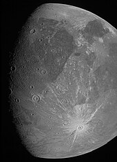 Ganymede, photographed on 7 June 2021 by Juno during its extended mission PIA24681-1041-Ganymede-JupiterMoon-Juno-20210607.jpg