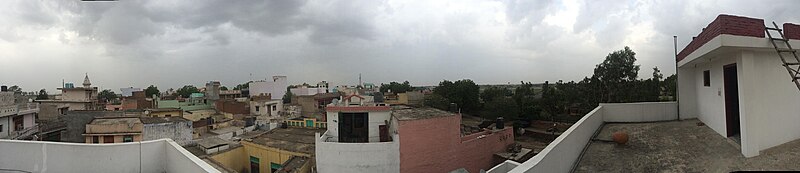 A panoramic shoot of the village during the monsoon season.