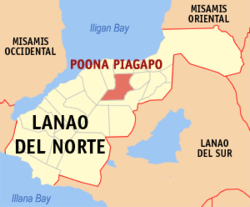 Map of Lanao del Norte with Poona Piagapo highlighted