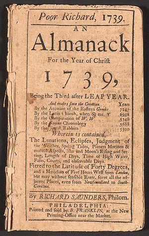 1739 Edition of Poor Richard's Almanac