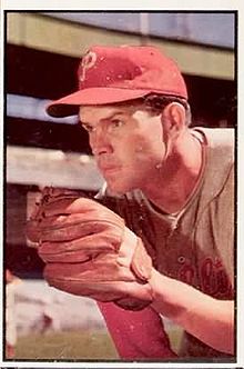 Robin Roberts, the Philadelphia Phillies' ace and opening day starter during the 1950 Phillies season, was inducted into the Philadelphia Baseball Wall of Fame in 1978. RobinRoberts1953bowman.jpg