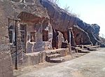 Rock-cut caves, cisterns and remains of Buddhist monasteries, Stupas on the hill pandavulakonda or pandavakonda