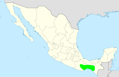 Rozšíření vačice zapotécké na základě studie z roku 2018