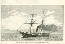 USRC Thomas Corwin: Departure for Alaska, 1885 USRC Thomas Corwin (1876) engraving 1887.jpg