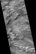 Haldane Crater, as seen by CTX camera (on Mars Reconnaissance Orbiter). Dark portions on the floor are dunes.