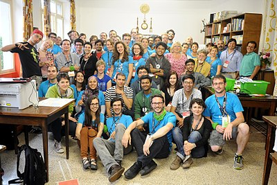 Volunteers at Wikimania 2016 in Esino Lario.