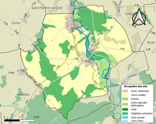 Carte en couleurs présentant l'occupation des sols.