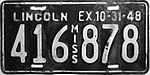 Номерной знак Миссисипи 1948 года.jpg