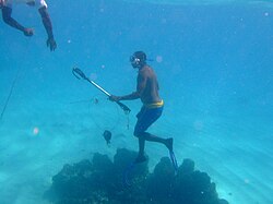 Two spear fishermen from the pirogue.