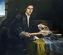 羅倫佐·洛托（英语：Lorenzo Lotto）的《年輕男子肖像畫（英语：Portrait of a Young Man (Lotto, Accademia)）》，97 × 110cm，約作於1528－1530年，1930年始藏[30]