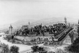 Idealisierte Ansicht der Befestigung im 18. Jahrhundert