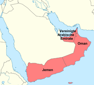Mapa Apoštolský vikariát Južnej Arábie