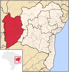 Ligging van de Braziliaanse mesoregio Extremo Oeste Baiano in Bahia