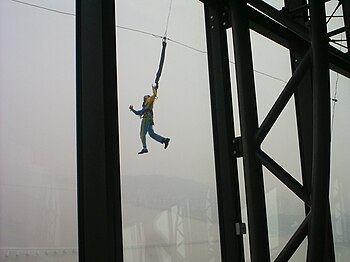 bungee jumping outside Macau Tower