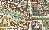 La butte des Moulins sur le plan de Mérian (1615).
