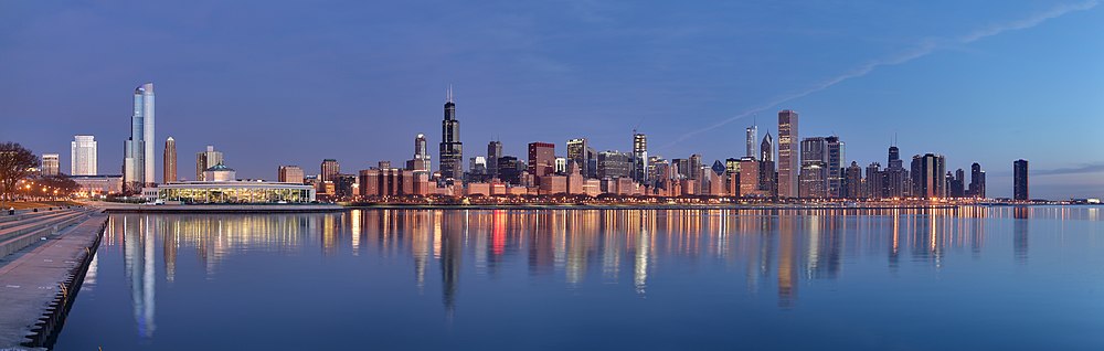 De skyline van Chicago in 2009.