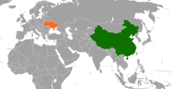 Карта с указанием местоположения Китая и Украины