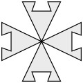 Fecskefarkazott talpas kereszt (en: cross pattée notched dovetailed)