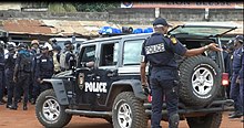 Police forces deploy at Kondengui Central Prison, Yaounde, during the July 2019 Cameroon prison riots. Deployment of the police at the Kondengui Central Prison, Yaounde, Cameroon, July 23, 2019.jpg