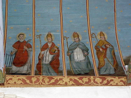 Paintings in the church ceiling (voûte).