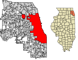 DuPage County Illinois Incorporated и Некорпоративные районы Chicago Highlighted.svg