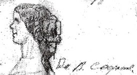 Елизавета Валериановна Сафонович. Фрагмент рисунка из анонимного альбома 1850-х годов с изображением В. И. Сафоновича и членов его окружения