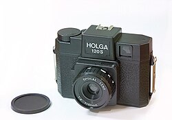 China's Holga camera takes medium-format photographs on 120 film.