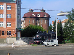 A memorial train near Ilanskaya railway station in the town of Ilansky, Ilansky District