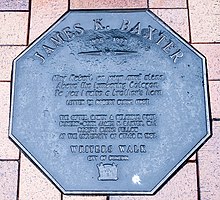 Memorial plaque dedicated to James K. Baxter in Dunedin, on the Writers' Walk on the Octagon