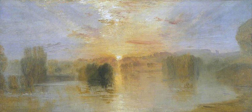 Le Lac de Petworth, coucher de soleil, étude, de J.M.W. Turner, 1827-1828.