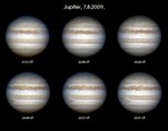Rotacija Jupitera tijekom intervala od gotovo 2h. Snimljeno planetarnom kamerom kroz maksutov-newton teleskop sa teleekstenderom. Ukupna žarišna duljina 5400 mm.