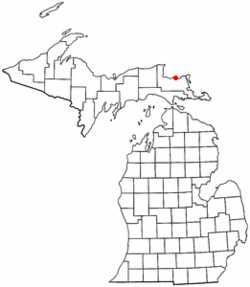 Location of Bay Mills Indian Community, Michigan