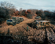 MLRS-System with launch vehicle, loader and a command center inside an M577 command vehicle. MLRS-system.JPEG