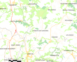 Mapa obce Condat-sur-Ganaveix