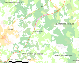 Mapa obce Saint-Fréjoux