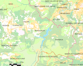 Mapa obce Montauroux