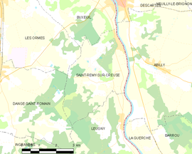 Mapa obce Saint-Rémy-sur-Creuse