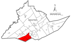 Map of Centre County, Pennsylvania highlighting Ferguson Township