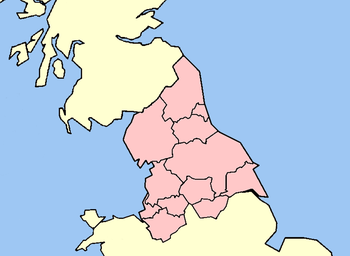 Map of Northern England within Great Britain.