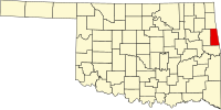 Map of Oklahoma highlighting Adair County