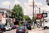 Small businesses line Maple Street